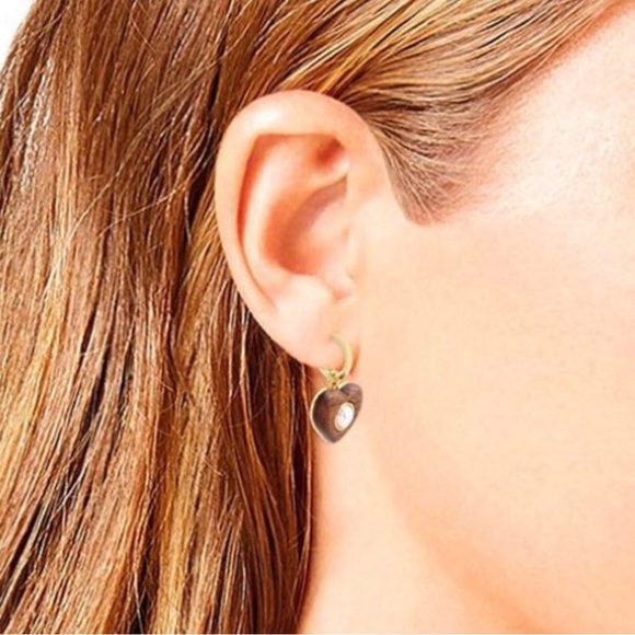 NWT Coach Wood Heart Huggie Earrings - Picture 8 of 8